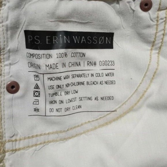P.S. Erin Wasson Tan Distressed Destroyed Denim Jean Shorts Boho Trim Waist 27 - Picture 6 of 7